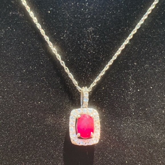 🔥GENUINE RUBY & WHITE SAPPHIRE STERLING NECKLACE - Picture 6 of 9